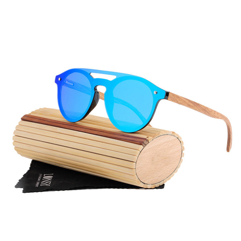 Sunglasses Men Round Bamboo For Women retro UV400 LS5030