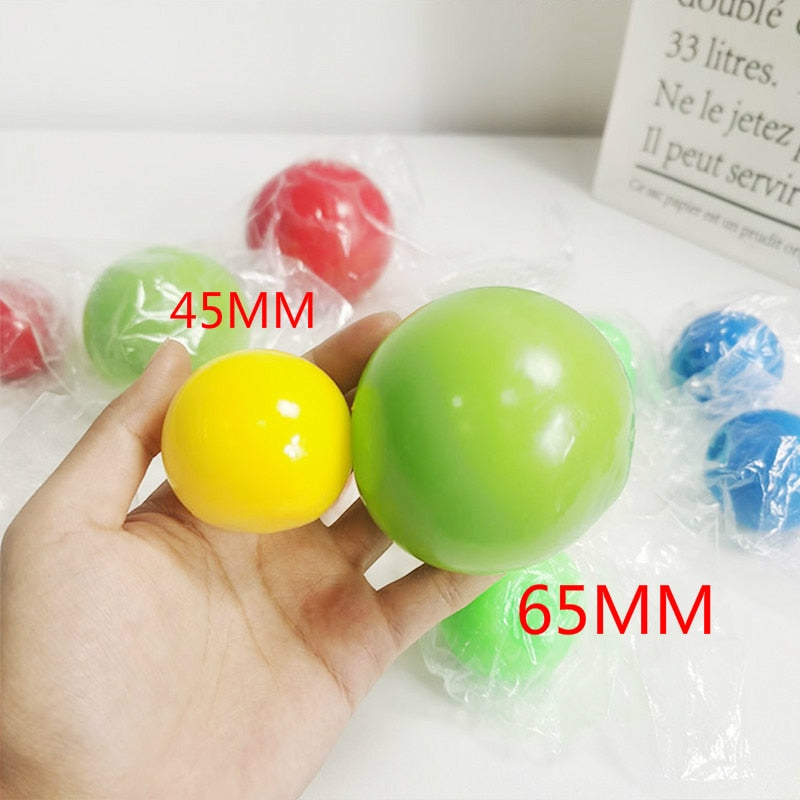 Kids Toys Stick Wall Ball Stress Relief Toys Sticky Squash Ball Globbles Decompression Toy Sticky Target Ball Catch Throw Ball